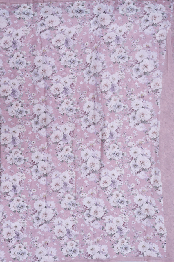 Chiffon Saree In Wild Rose With Floral Digital Print Design