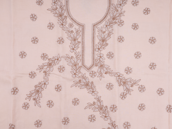 Chikankari Work Biscuit Color Cotton Unstitched Salwar Set