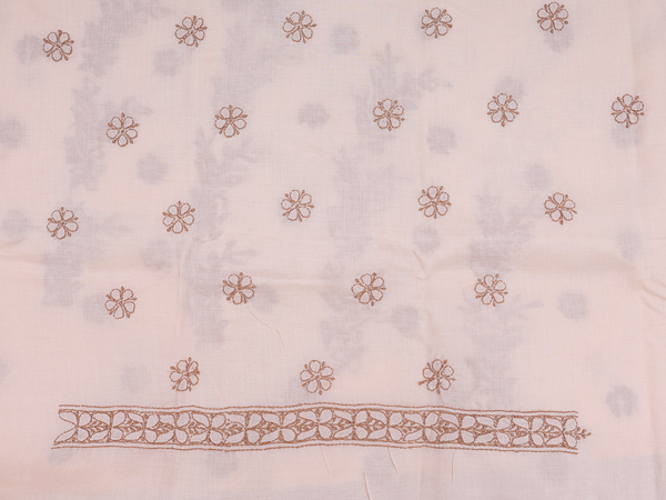 Chikankari Work Biscuit Color Cotton Unstitched Salwar Set