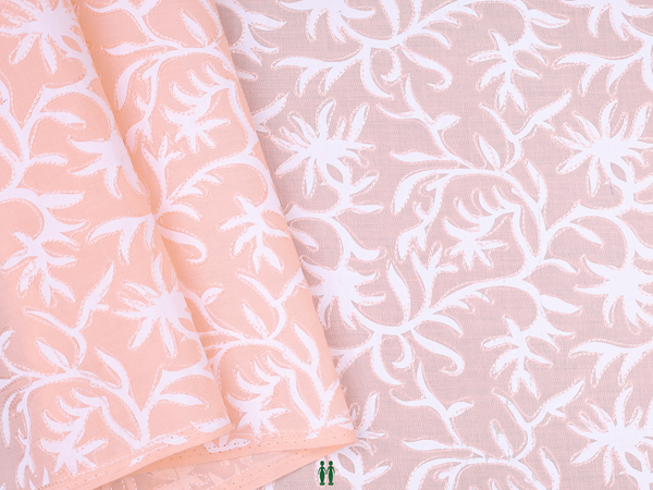 Chikankari Work Melon Orange Cotton Blouse Material