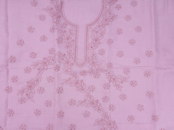 Chikankari Work Pink Cotton Unstitched Salwar Material