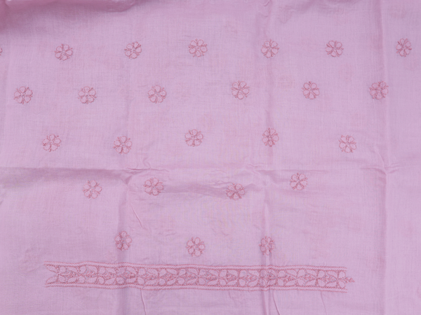 Chikankari Work Pink Cotton Unstitched Salwar Material