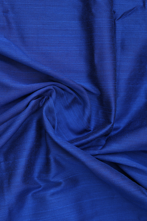 Chinese Collar Plain Royal Blue Semi Raw Silk Long Kurta