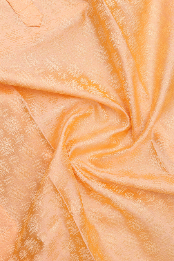 Chinese Collar Jacquard Soft Orange Semi Banaras Long Kurta