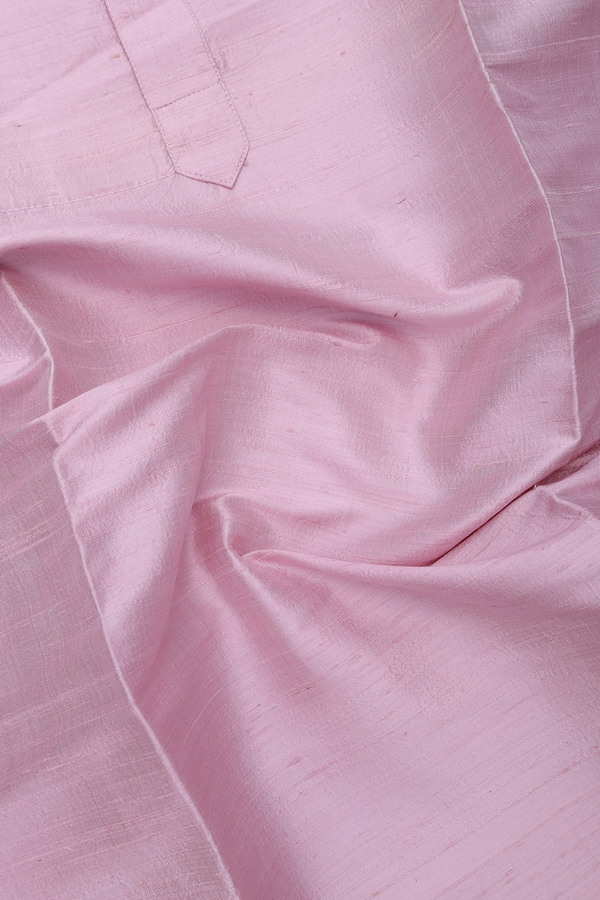 Chinese Collar Pink Raw Silk Short Kurta