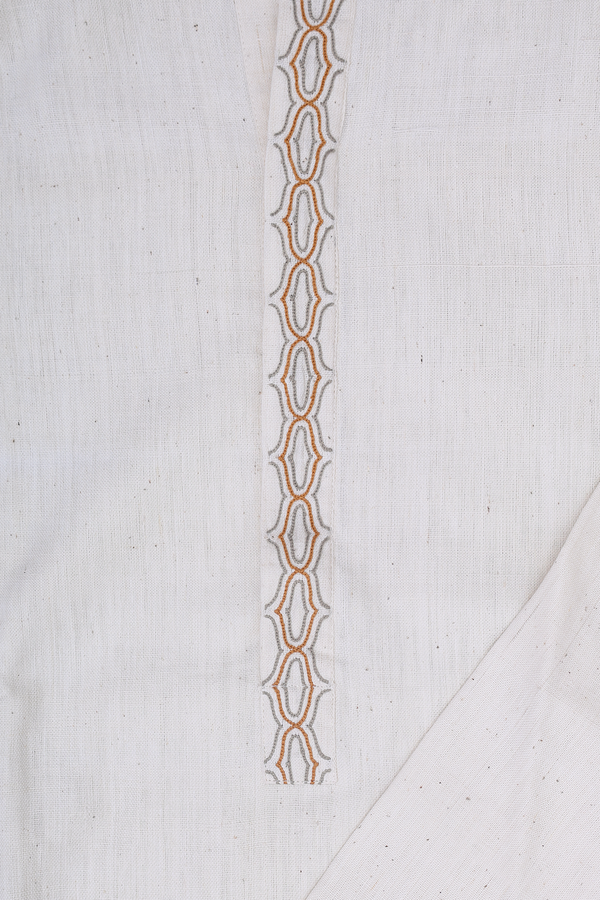 Chinese Collar Plain Beige Handspun Cotton Long Kurta