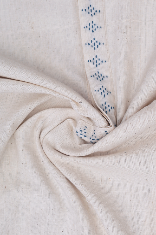 Chinese Collar Plain Beige Handspun Cotton Long Kurta