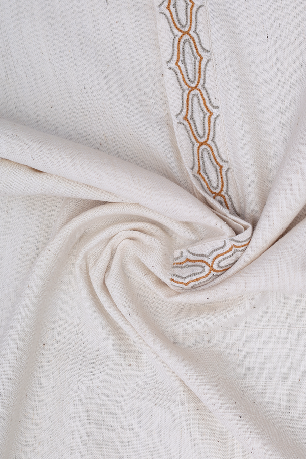 Chinese Collar Plain Beige Handspun Cotton Long Kurta