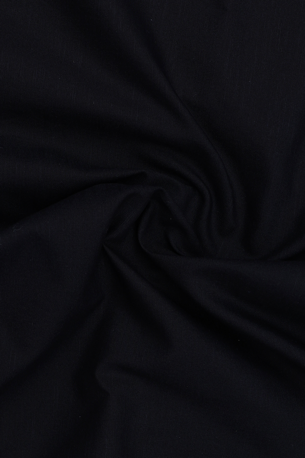 Chinese Collar Plain Black Cotton Long Kurta