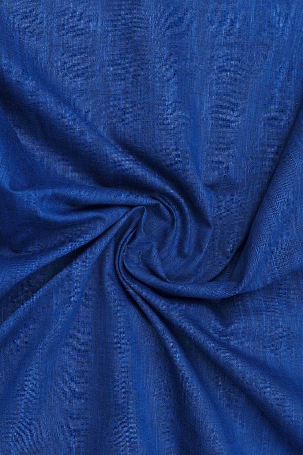 Chinese Collar Plain Cobalt Blue Cotton Long Kurta