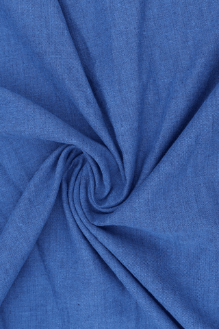 Chinese Collar Plain Dusty Blue Cotton Long Kurta