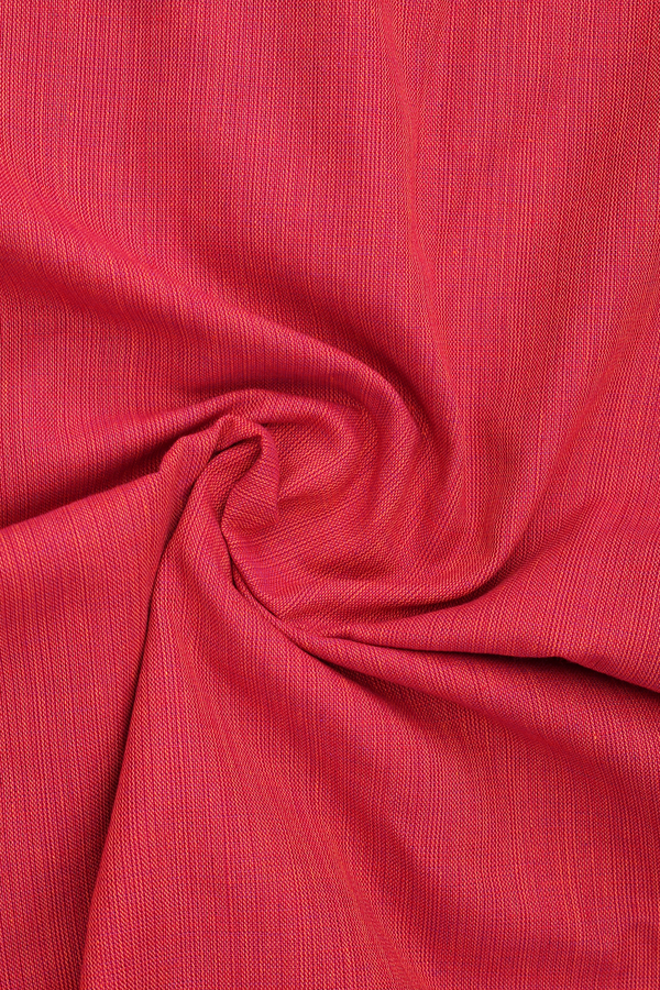 Chinese Collar Plain Red Linen Cotton Short Kurta