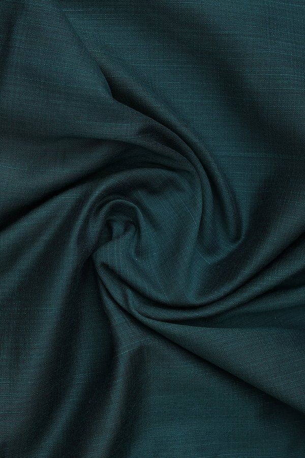 Chinese Collar Plain Forest Green Raw Silk Long Kurta