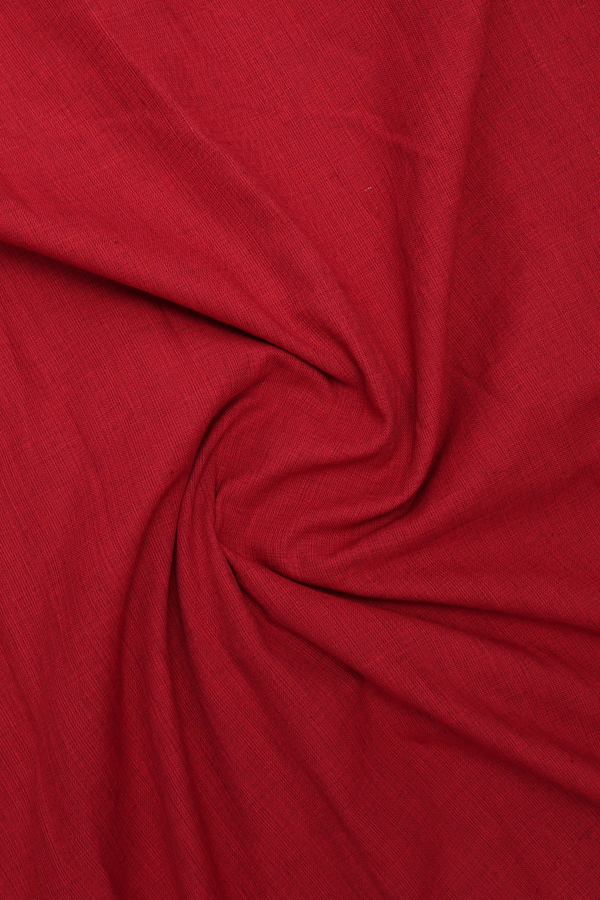 Chinese Collar Plain Red Cotton Long Kurta