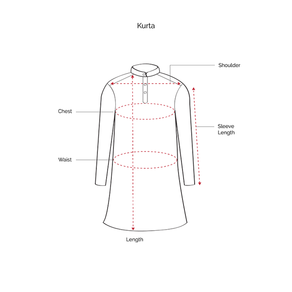 Chinese Collar Plain Red Cotton Long Kurta