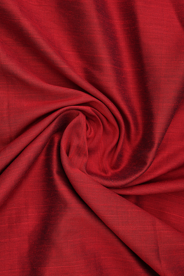 Chinese Collar Plain Red Semi Raw Silk Long Kurta