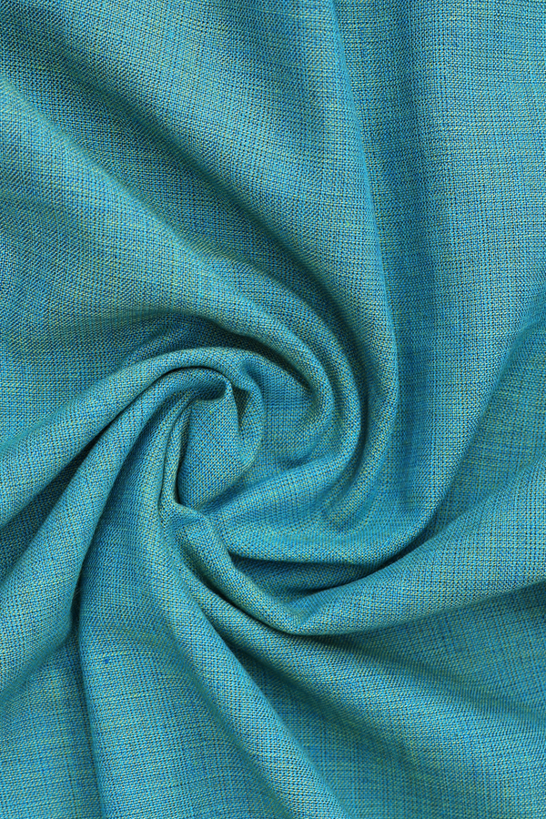 Chinese Collar Plain Sea Green Linen Cotton Short Kurta