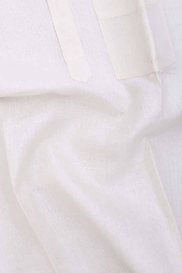 Chinese Collar Plain White Cotton Short Kurta