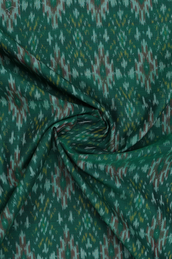 Chinese Collar Printed Design Green Silk Cotton Long Kurta