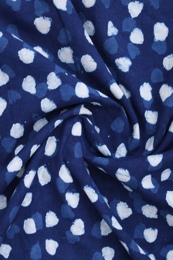 Chinese Collar Printed Design Oxford Blue Cotton Short Kurta