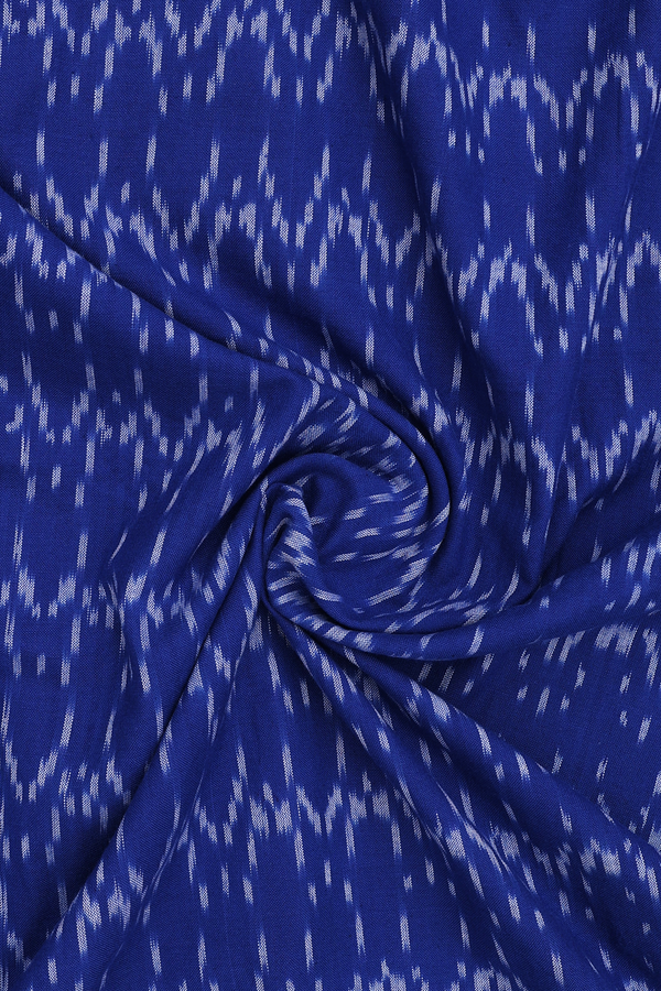 Chinese Collar Printed Design Royal Blue Cotton Long Kurta