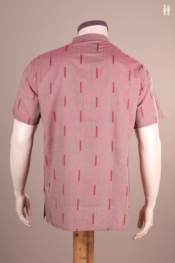 Chinese Collar Stripes Design Dual Tone Cotton Short Kurta