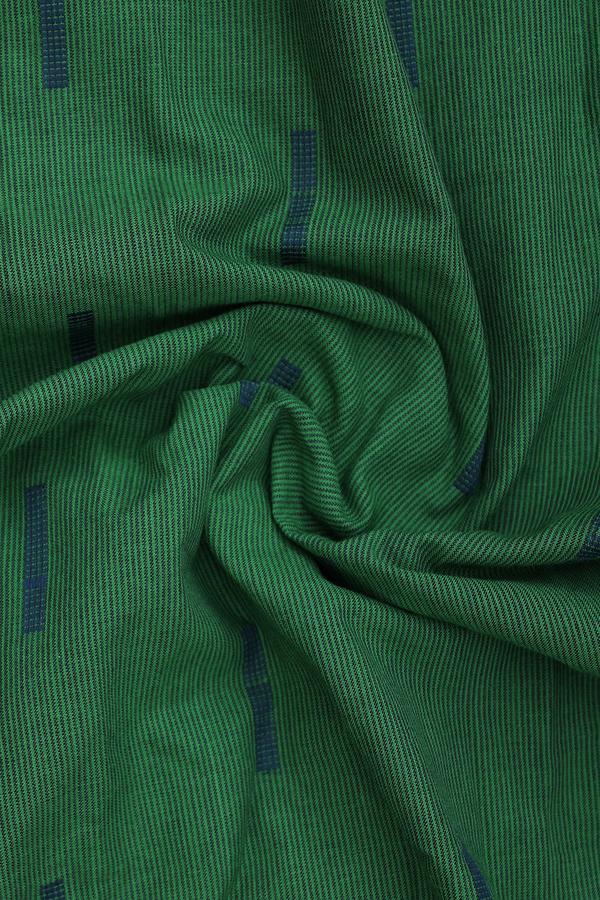 Chinese Collar Stripes Design Green Cotton Short Kurta