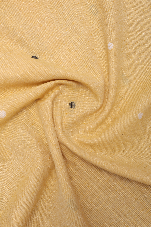 Chinese Collar Threadwork Buttas Yellow Cotton Short Kurta