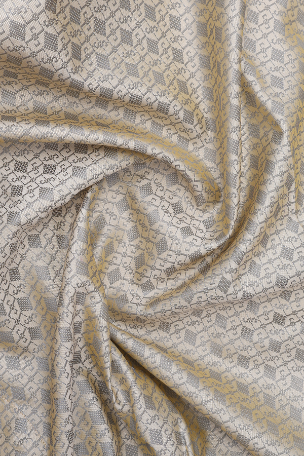 Chinese Collar Threadwork Design Beige Banarasi Long Kurta