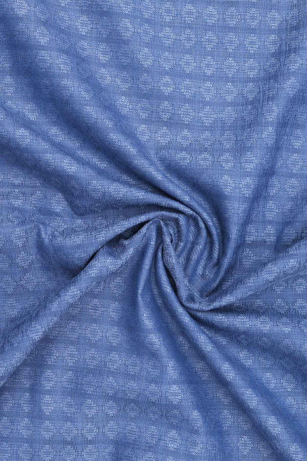 Chinese Collar Threadwork Design Dusty Blue Cotton Long Kurta