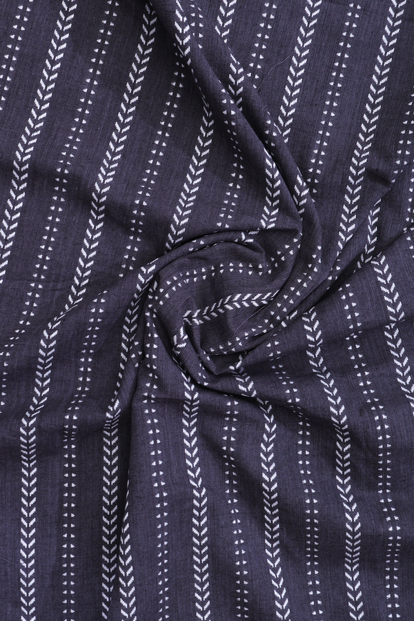 Chinese Collar Threadwork Design Grey Cotton Short Kurta