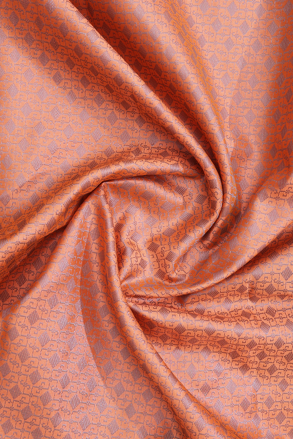 Chinese Collar Threadwork Design Orange Banaras Short Kurta