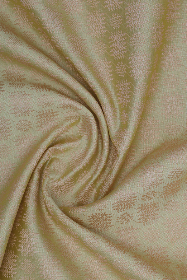 Chinese Collar Threadwork Design Yellow Banarasi Short Kurta