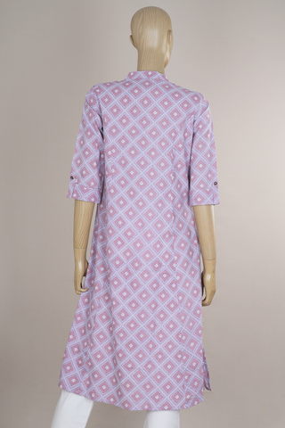 Chinese Neck Diamond Design Purple And Pink Cotton Long Kurta