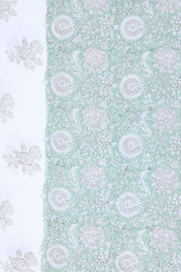 Chinese Neck Floral Design Green Jaipur Cotton Salwar Set