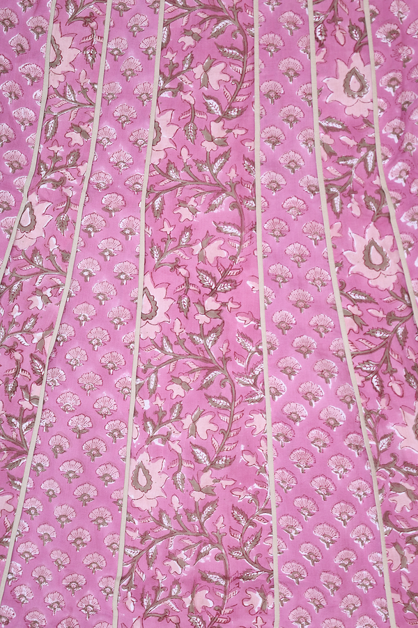 Chinese Neck Floral Design Pink Cotton Salwar Set