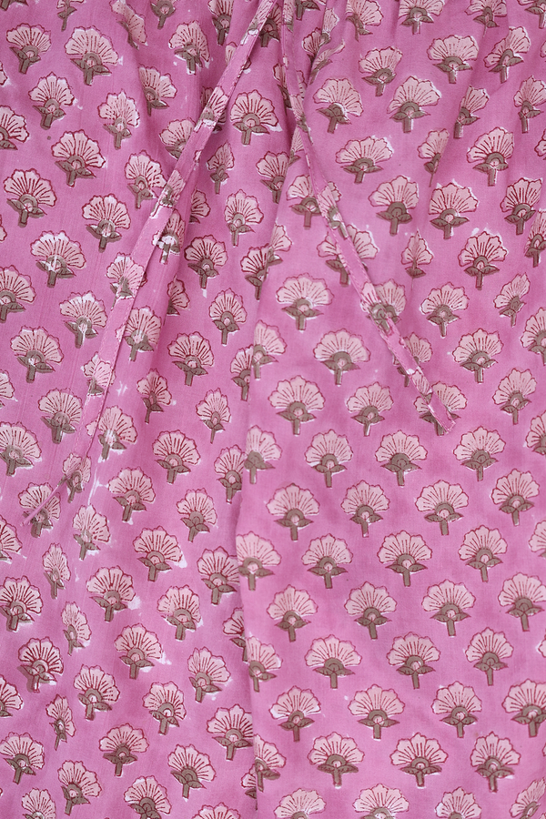 Chinese Neck Floral Design Pink Cotton Salwar Set