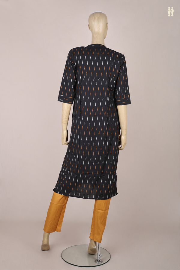 Chinese Neck Printed Design Black Cotton Salwar Set