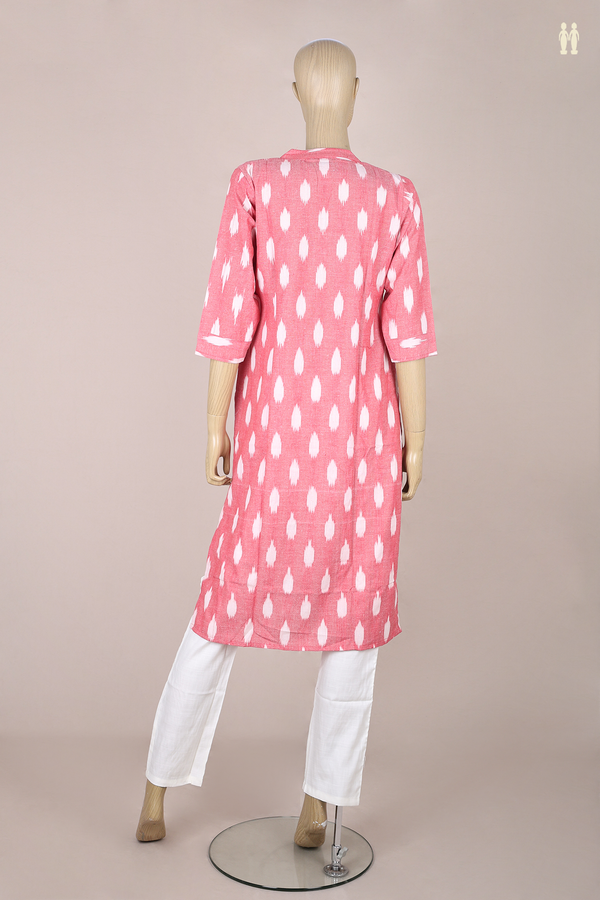 Chinese Neck Printed Design Dusty Red Cotton Salwar Set