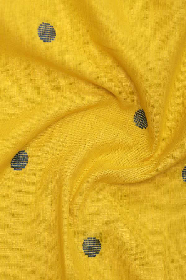 Chinese Neck Threadwork Buttas Yellow Cotton Long Kurta