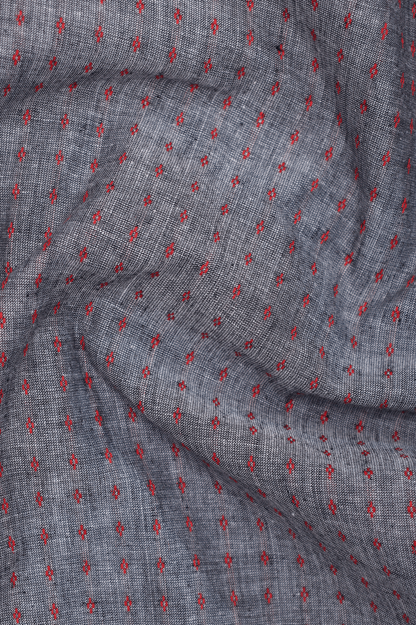 Chinese Neck Threadwork Buttis Grey Cotton Long Kurta
