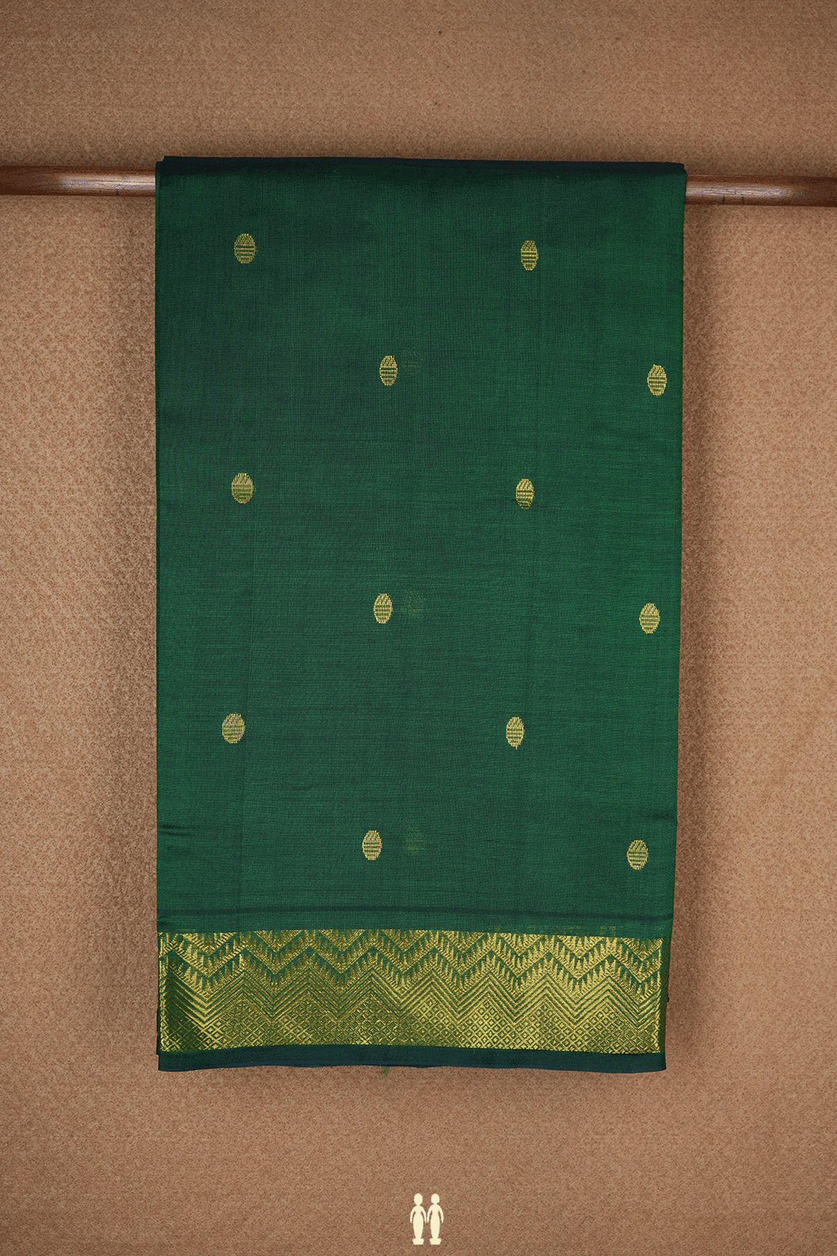 Circle Zari Buttas Dark Green Traditional Silk Cotton Saree