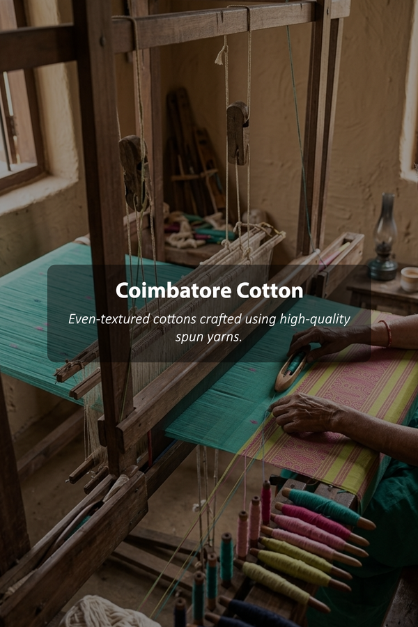 Coimbatore Cotton Saree In Navy Blue With Threadwork Design