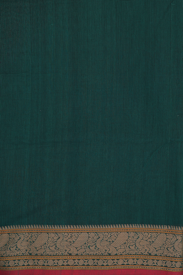 Coimbatore Cotton Saree Forest Green With Checks Design