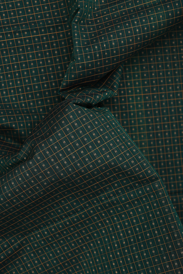 Coimbatore Cotton Saree Forest Green With Checks Design