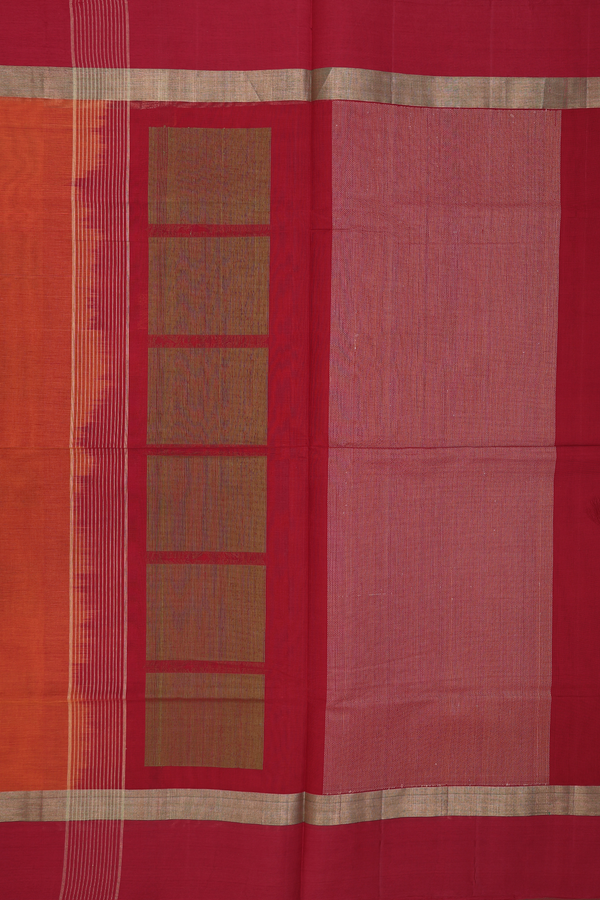 Coimbatore Cotton Saree Ginger Orange With Threadwork Motifs