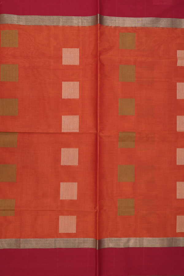 Coimbatore Cotton Saree Ginger Orange With Threadwork Motifs