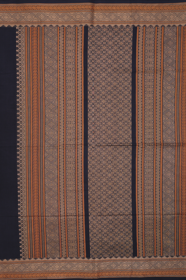 Coimbatore Cotton Saree In Black With Threadwork Buttas