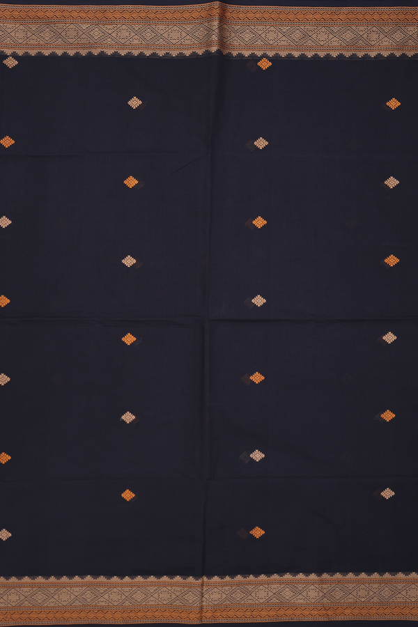 Coimbatore Cotton Saree In Black With Threadwork Buttas