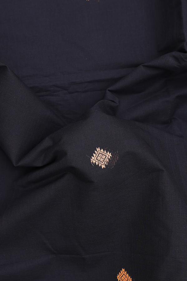 Coimbatore Cotton Saree In Black With Threadwork Buttas